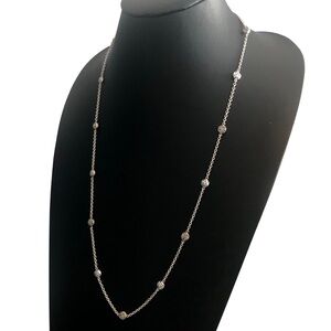 LOIS HILL Long Sterling Silver Toggle Necklace w/ Alternating Stations NWOT